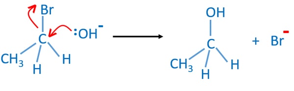 bromoethane + aqueous KOH reaction mechanism